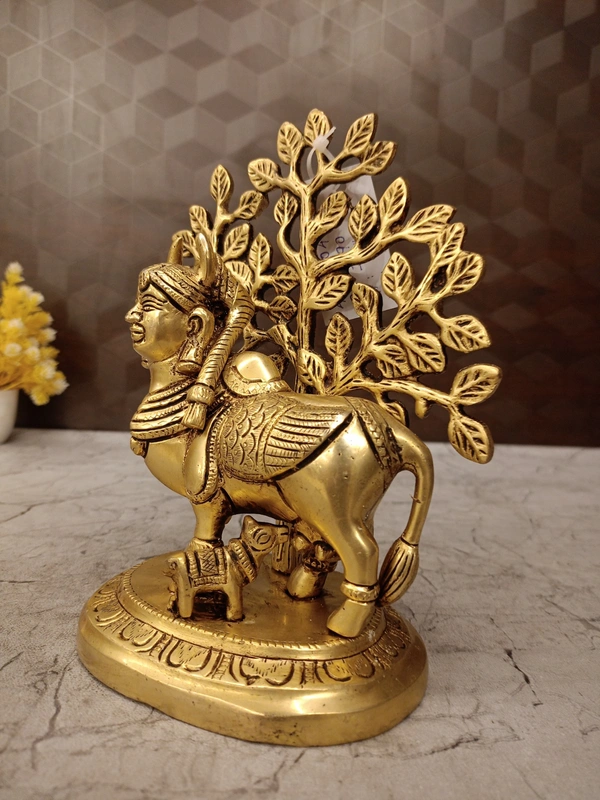 DecorsOne Brass Tree Kamadhenu Idol 7.5”