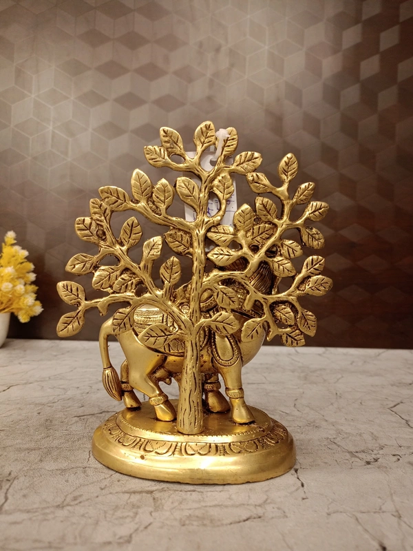 DecorsOne Brass Tree Kamadhenu Idol 7.5”