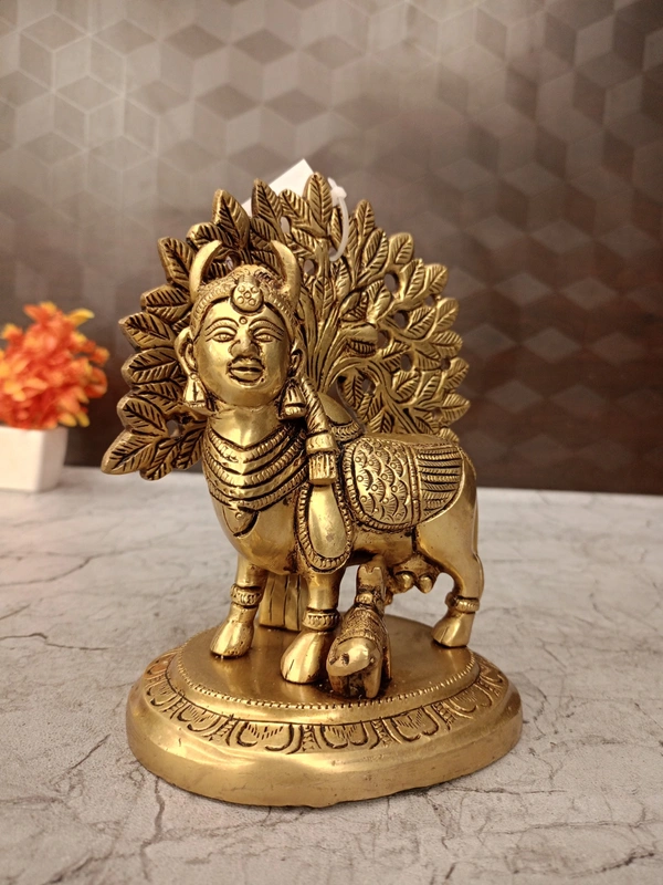 DecorsOne Brass Tree Kamadhenu Idol 7”