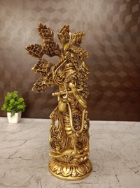 DecorsOne Brass Tree Krishna Idol Decorative Showpiece- 12″