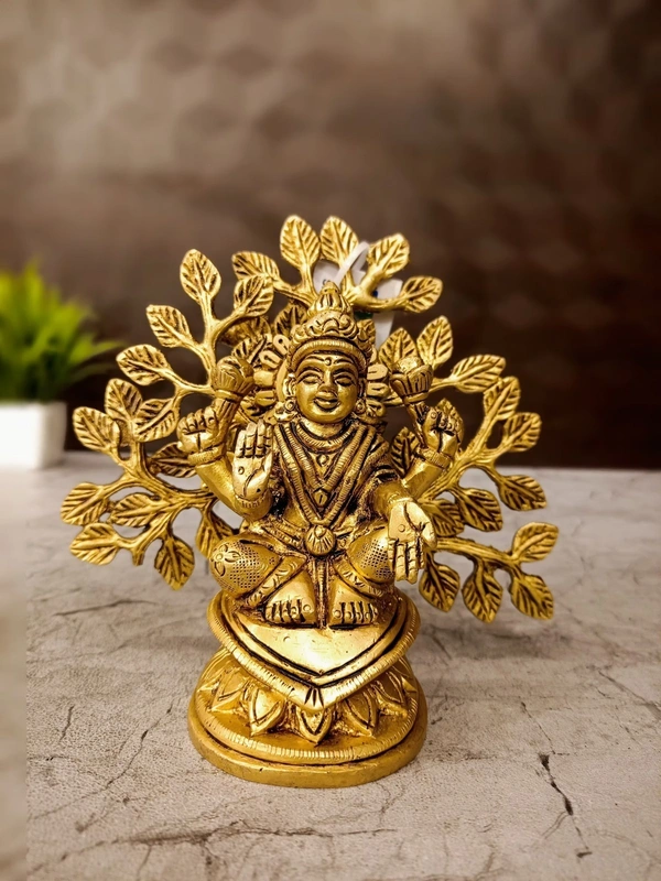 DecorsOne Brass Lakshmi With Tree Idol 5.5''