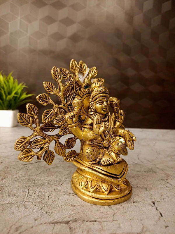 DecorsOne Brass Lakshmi With Tree Idol 5.5''