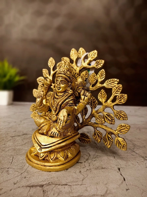 DecorsOne Brass Lakshmi With Tree Idol 5.5''