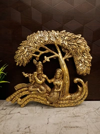 DecorsOne Brass Radha Krishnan Under Tree Wall Mount 10"
