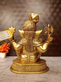 DecorsOne Brass Pagadi Ganesha Idol 12.5"