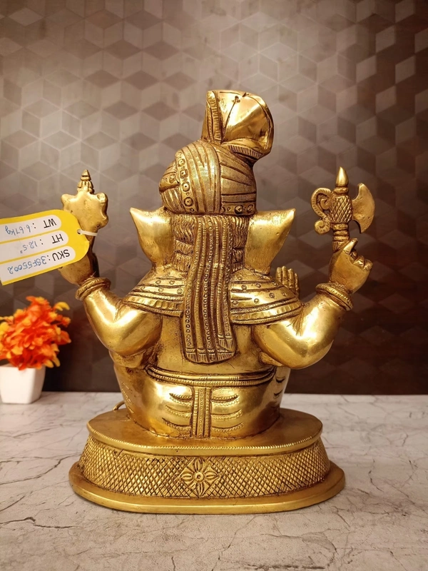 DecorsOne Brass Pagadi Ganesha Idol 12.5"