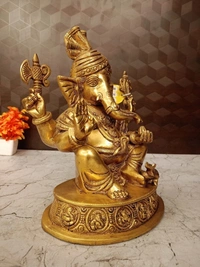 DecorsOne Brass Pagadi Ganesha Idol 12.5"