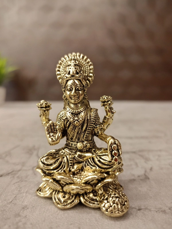 Brass Fine art Lakshmi idol on Lotus