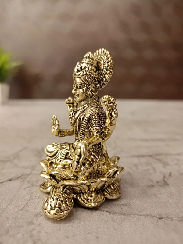 Brass Fine art Lakshmi idol on Lotus