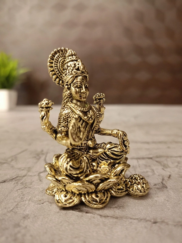 Brass Fine art Lakshmi idol on Lotus