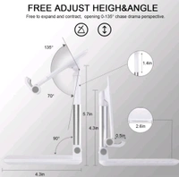 Foldable Mobile Tabletop Stand Adjustable Phone Holder and iPad Stand & For Bed , Table, Office, Video Recording Compatible With All Smartphones, iPad, Tablet. (Black, White) - Black