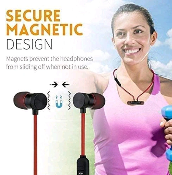 Magnet Wireless Bluetooth Headphone Magnet Earphone for Sport, Running, Gaming with 4.1 Technology with Mic Compatible with All Smartphone - multi colour