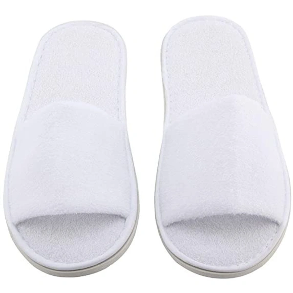 Quadmarq Disposable Slippers/Cotton Closed Toe Hotel, Salons, Spa Slippers for Women and Men/Breathable Non-Slip White Slippers - White, Open Toe