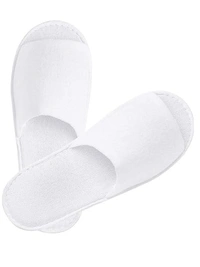 Quadmarq Disposable Slippers/Cotton Closed Toe Hotel, Salons, Spa Slippers for Women and Men/Breathable Non-Slip White Slippers - White, Open Toe