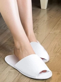 Quadmarq Disposable Slippers/Cotton Closed Toe Hotel, Salons, Spa Slippers for Women and Men/Breathable Non-Slip White Slippers - White, Open Toe