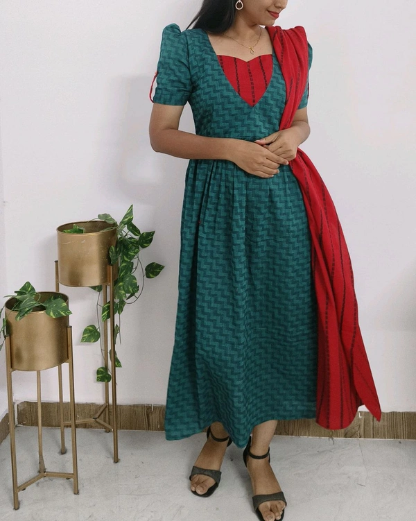 Cotton -Feeding Kurti With Shawl - M, Blue Stone