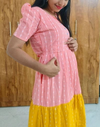 Tri Colour-Feeding Kurti - L