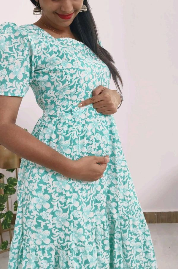 Aqua Blue -Feeding Kurti  - XXL, Ice Cold