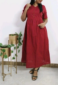 Cranberry-Cotton Feeding Kurti - L, Bright Red