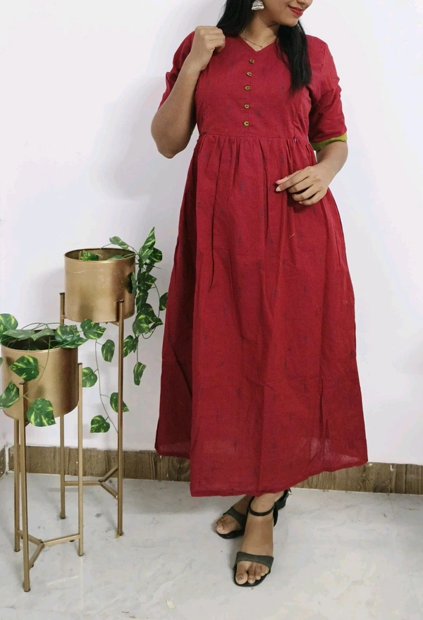 Cranberry-Cotton Feeding Kurti - L, Bright Red
