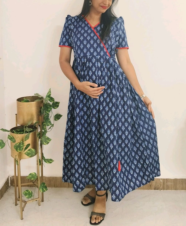 Dark Indigo Blue-cotton Feeding Kurti - Navy Blue, XXL