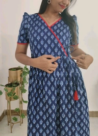 Dark Indigo Blue-cotton Feeding Kurti - Navy Blue, XXL