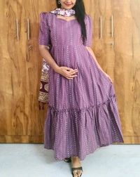 Purple -Feeding Kurti With Shawl - Trendy Pink, XXL