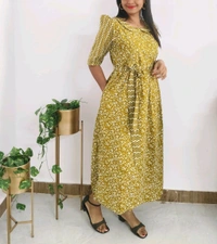 Mustard Yellow-Cotton Feeding Kurti - Buddha Gold, S