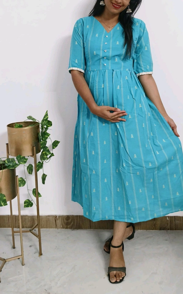 Breeze-Cotton Feeding Kurti - XXL, Bright Turquoise