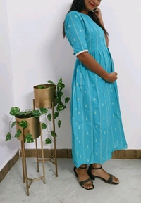 Breeze-Cotton Feeding Kurti - XXL, Bright Turquoise