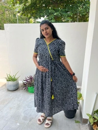 Black-cotton Feeding Kurti - Black, XL