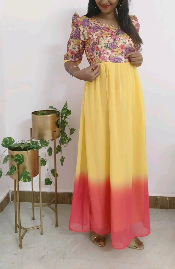 Sunflower-Georgette Feeding Kurti - L