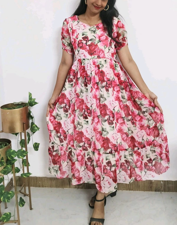 Rose Petal-georgette kurti - Mandy, XL