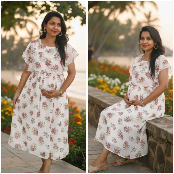 White Floral Cape -feeding Maxi - White, XXL