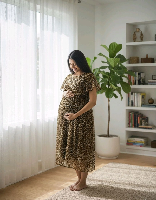 Animal Print Cape -feeding Maxi - White, XXL