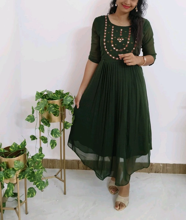 Green -Georgette Party Wear - XXL