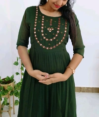 Green -Georgette Party Wear - XXL