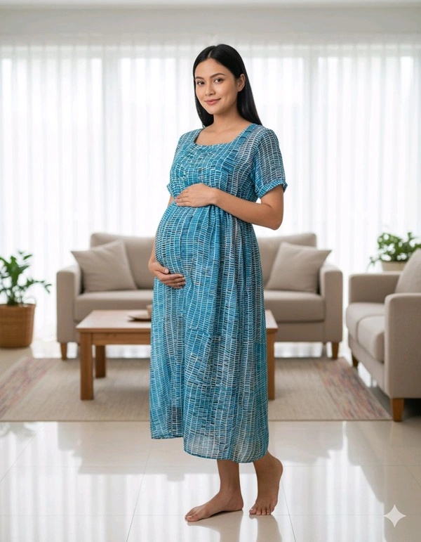 Blue Georgette Feeding Maxi - Cyan Aqua, M