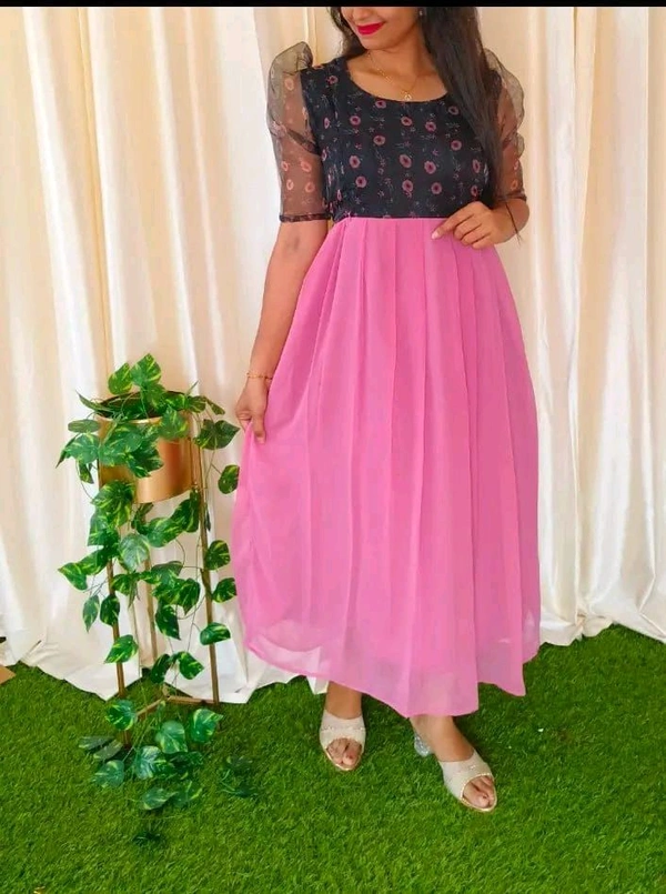 Pink Georgette Feeding Maxi - Persian Pink, XXL