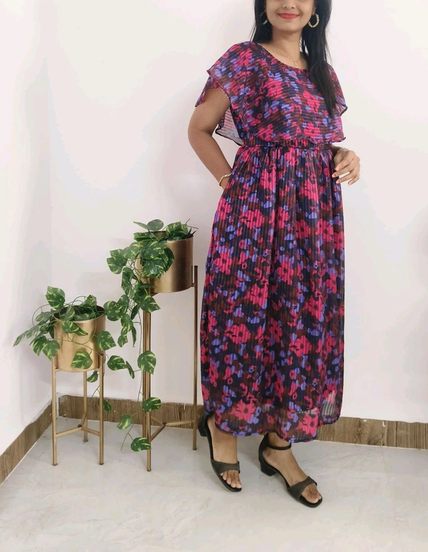 Floral -Cape feeding Maxi - Cardinal Pink, XL