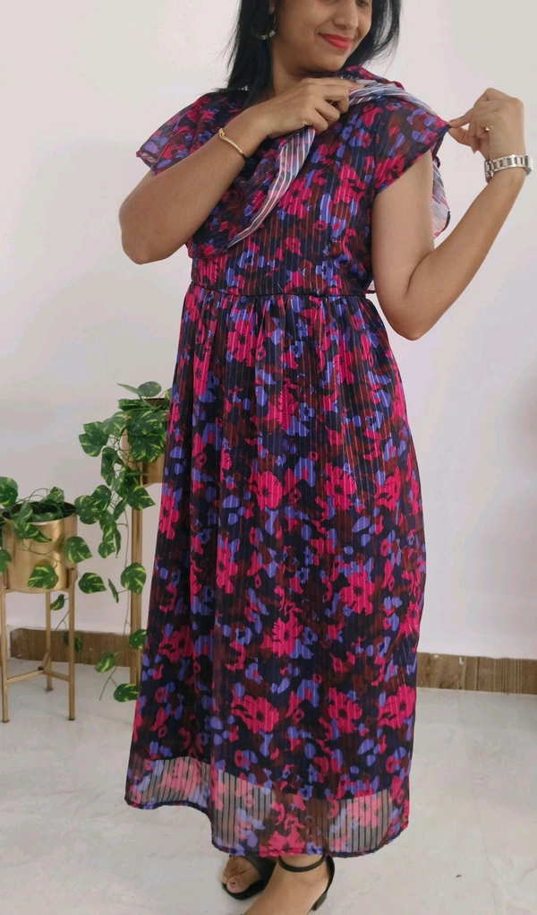 Floral -Cape feeding Maxi - Cardinal Pink, XL