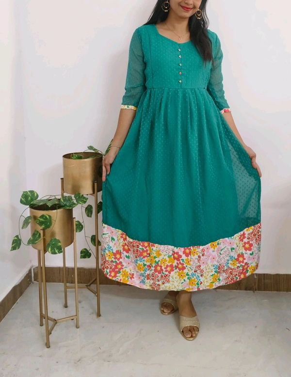 Turquoise -Georgette Feeding Maxi - XXL