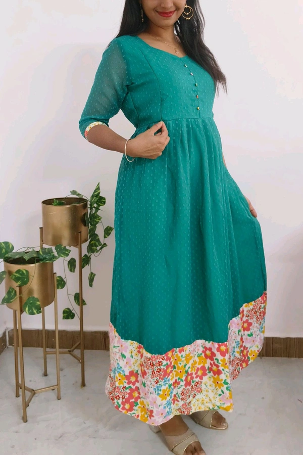 Turquoise -Georgette Feeding Maxi - XXL