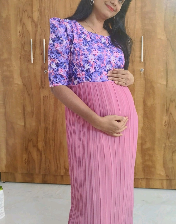 Pleated-Georgette Feeding Maxi - Blush Pink, XXL