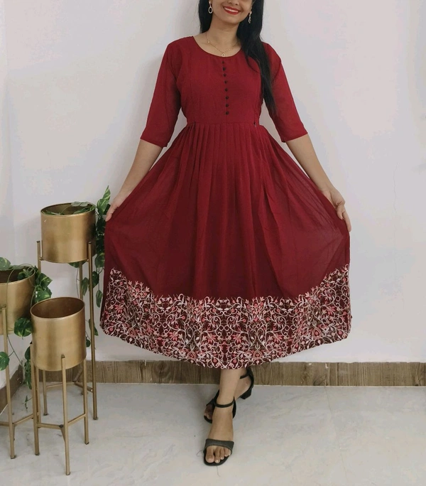 Red-embroidery feeding Kurti - 3XL