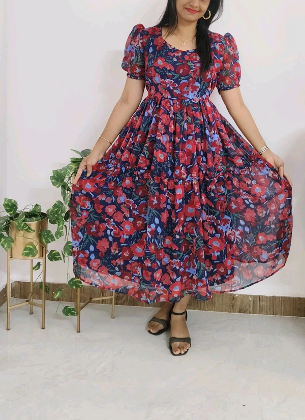 georgette Feeding kurti - Lipstick, XXL