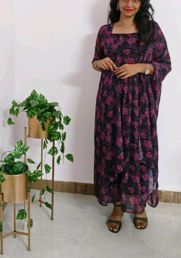 Feeding Kurti With Shawl - Black, XXL