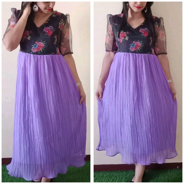 Pleated-Georgette Feeding Maxi - XL, Mauve