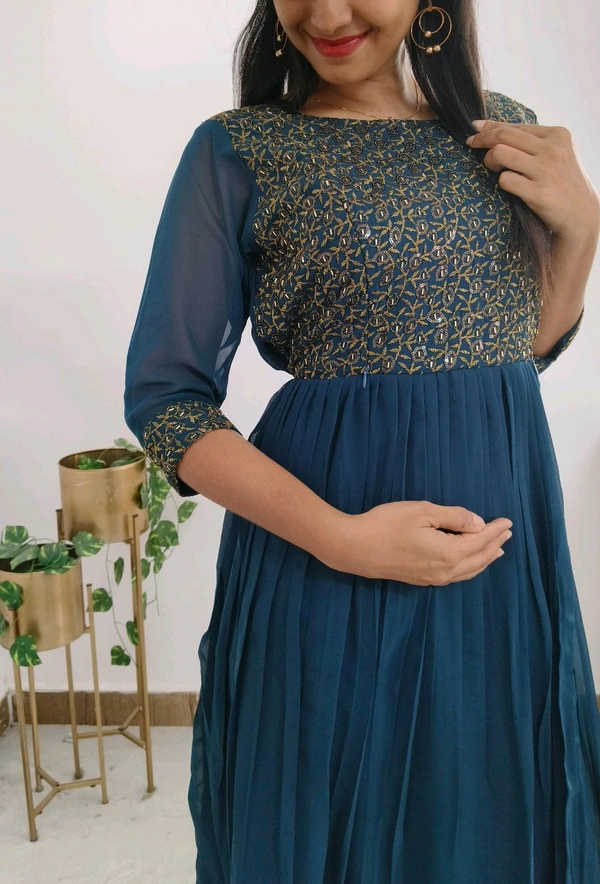 Embroidery green -Georgette Party Wear - San Juan, XXL