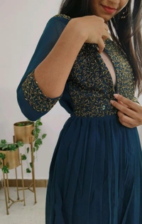 Embroidery green -Georgette Party Wear - San Juan, XXL